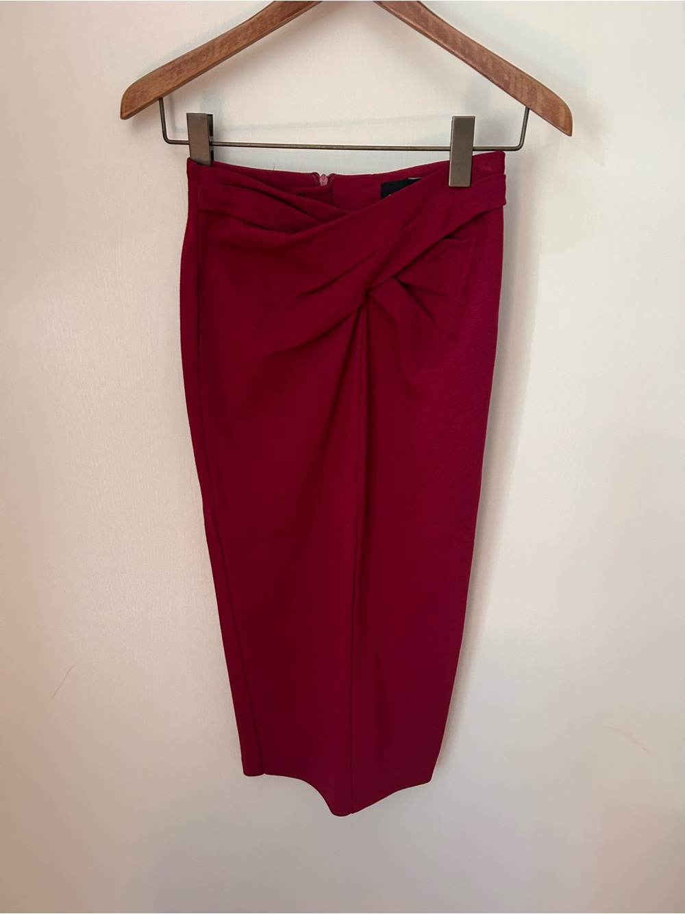 ASOS Twist-Front Pencil Skirt in Berry